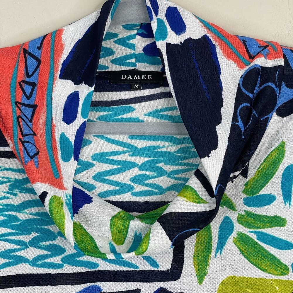 Damee Top Womens Medium Vibrant Abstract Art To Wear Swing Tunic Cowl Neck Comfy - Picture 9 of 15